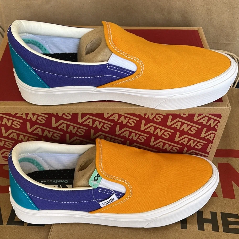 Vans Comfycush Slip-On Multi Block Multi/True White sneakers WMNS - Picture 3 of 16